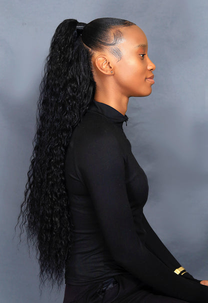 Half up-Half Down styling [with synthetic fibre curly/straight]