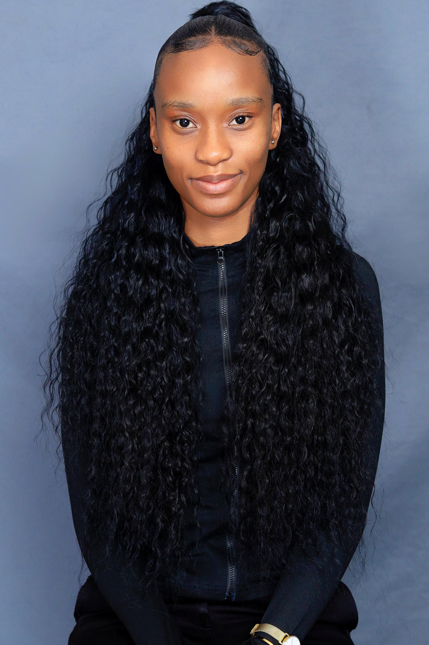 Half up-Half Down styling [with synthetic fibre curly/straight]