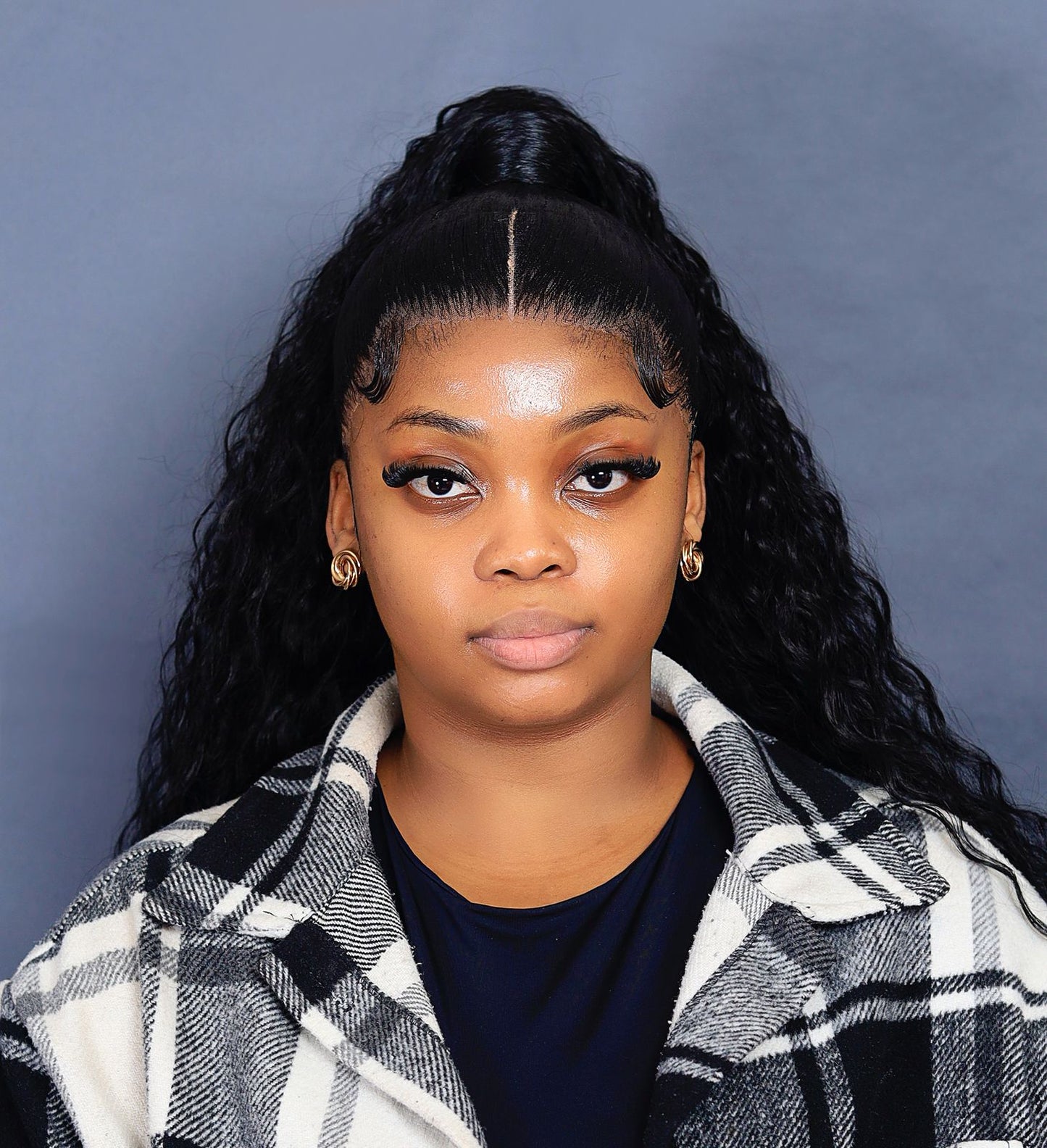 Half up-Half Down styling [with synthetic fibre curly/straight]