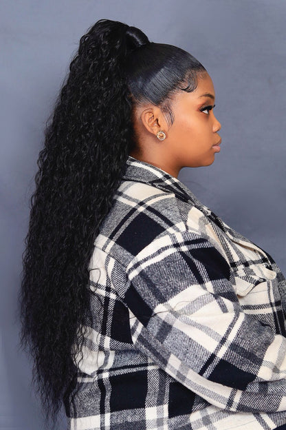 Half up-Half Down styling [with synthetic fibre curly/straight]